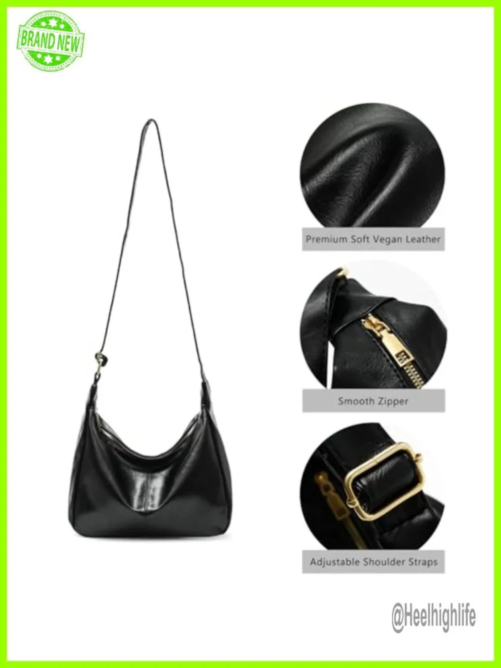 Slouchy Vegan Leather Hobo Bag Crossbody Tote Purse Shoulder Bag Women